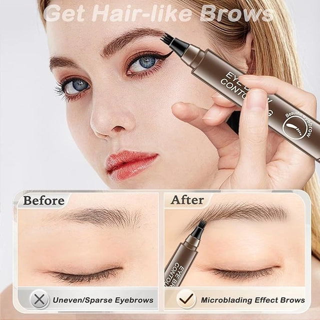 Waterproof Microblading Eyebrow Pencil with a Micro-Fork Tip Applicator Pack of 2